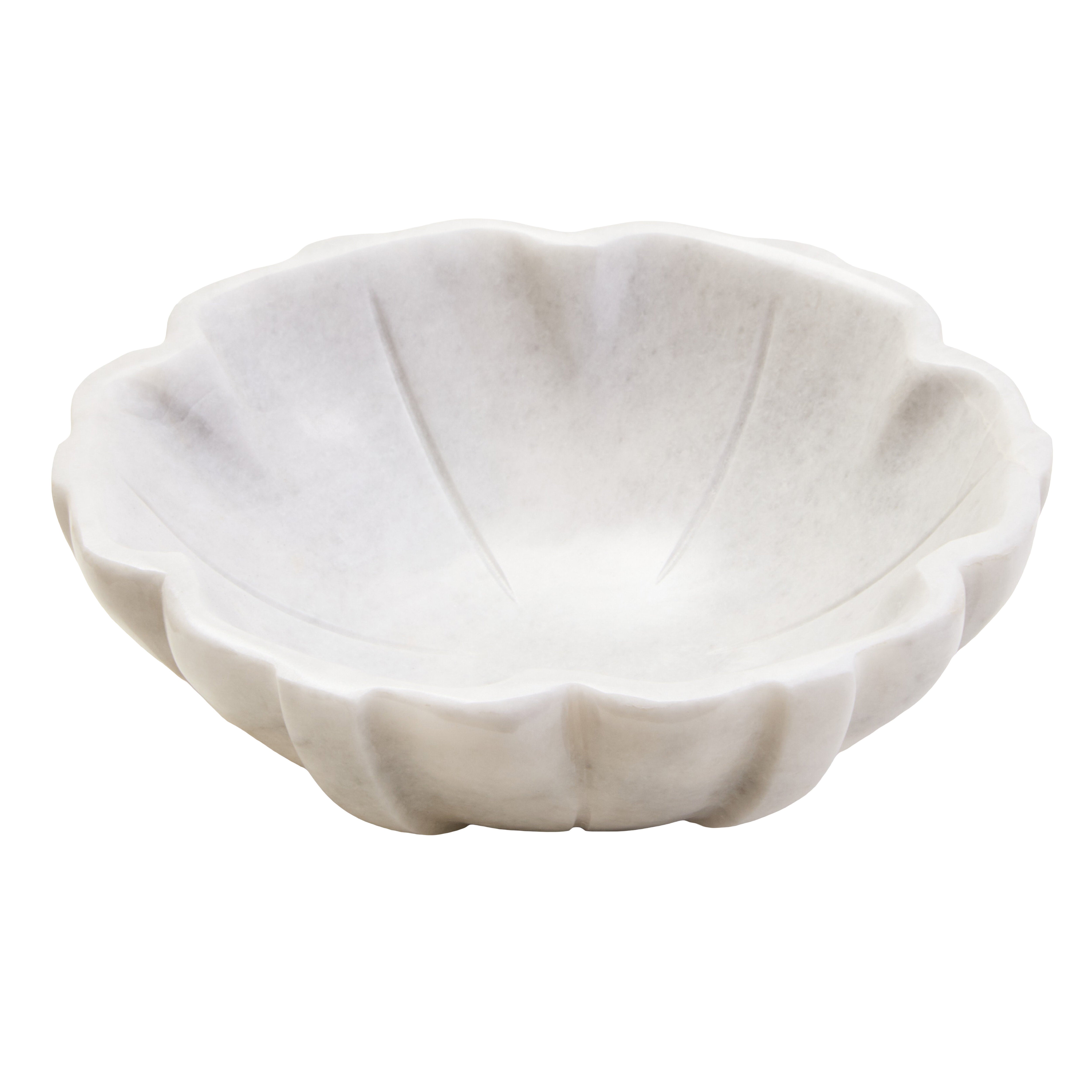 Visso White Marble Lotus Bowl | Small